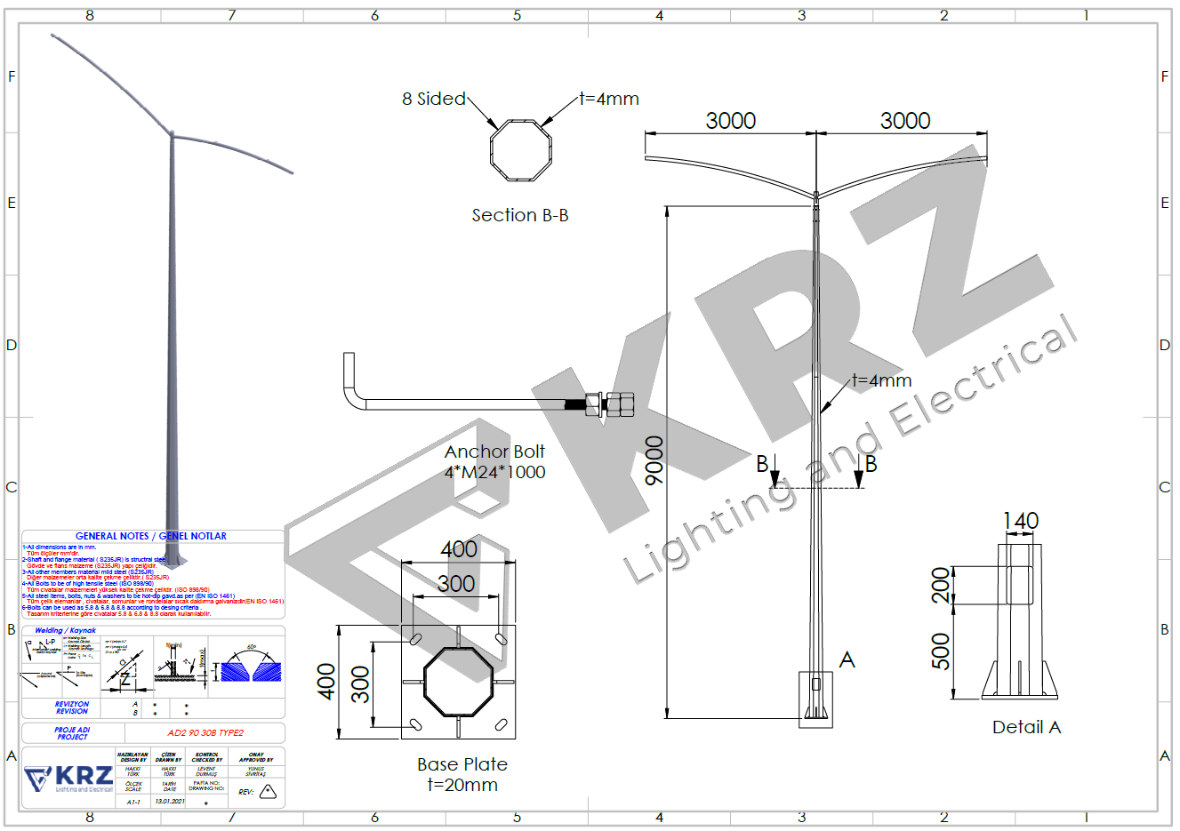 Polygonal Street Lighting Poles KRZ Lighting and Electrical